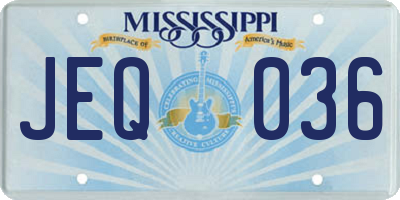 MS license plate JEQ036