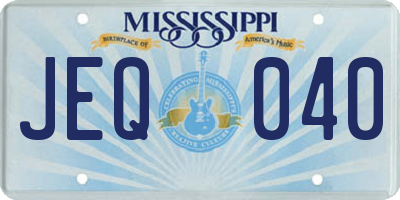 MS license plate JEQ040
