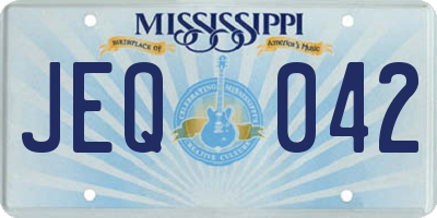 MS license plate JEQ042