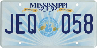 MS license plate JEQ058
