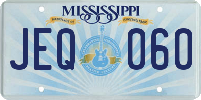 MS license plate JEQ060