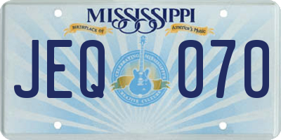 MS license plate JEQ070