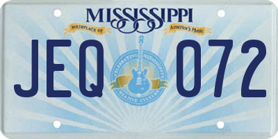MS license plate JEQ072