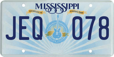 MS license plate JEQ078