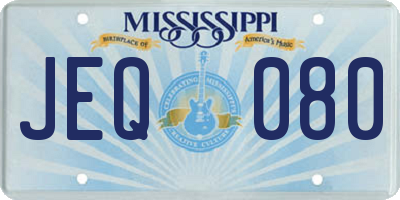 MS license plate JEQ080