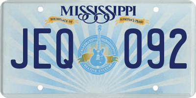 MS license plate JEQ092