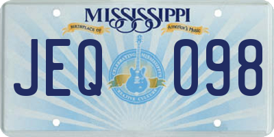 MS license plate JEQ098