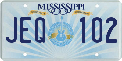 MS license plate JEQ102