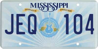 MS license plate JEQ104