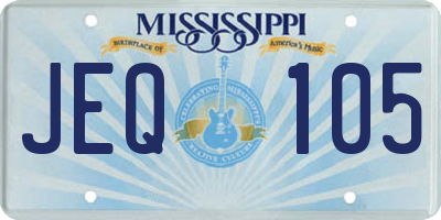 MS license plate JEQ105