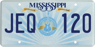 MS license plate JEQ120