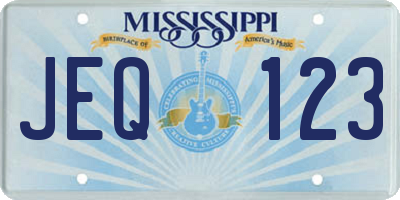 MS license plate JEQ123
