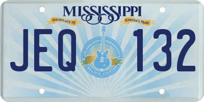 MS license plate JEQ132