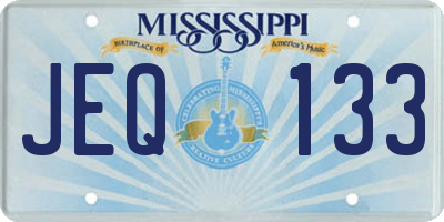MS license plate JEQ133