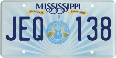MS license plate JEQ138