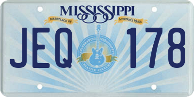 MS license plate JEQ178