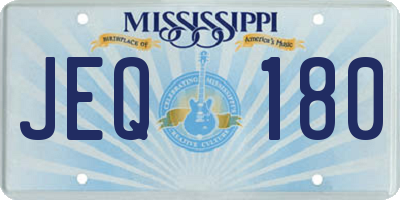 MS license plate JEQ180