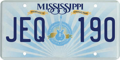 MS license plate JEQ190