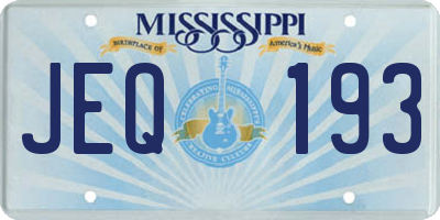 MS license plate JEQ193