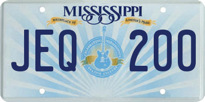 MS license plate JEQ200