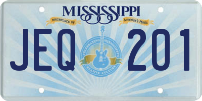 MS license plate JEQ201