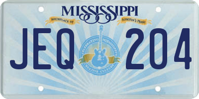 MS license plate JEQ204