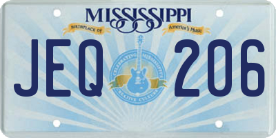MS license plate JEQ206