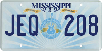 MS license plate JEQ208