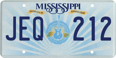 MS license plate JEQ212