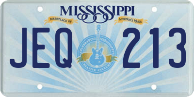 MS license plate JEQ213