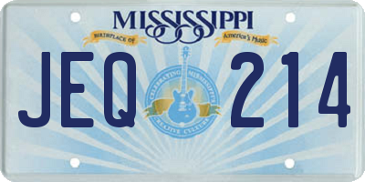 MS license plate JEQ214