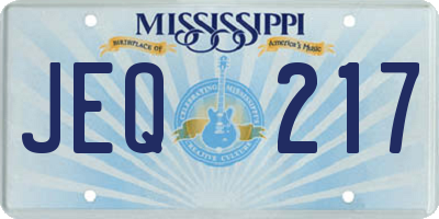 MS license plate JEQ217