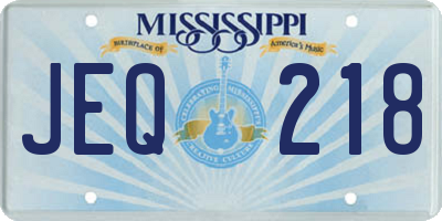 MS license plate JEQ218