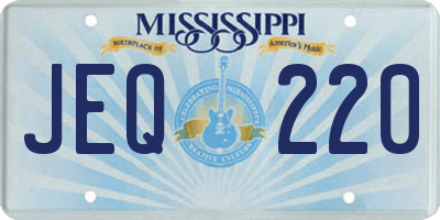 MS license plate JEQ220
