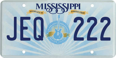 MS license plate JEQ222