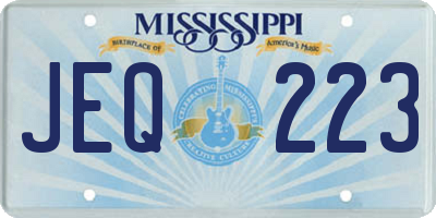 MS license plate JEQ223