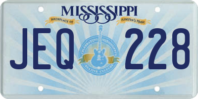 MS license plate JEQ228