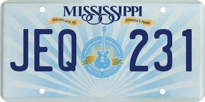 MS license plate JEQ231