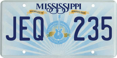MS license plate JEQ235