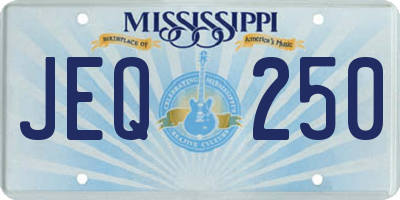 MS license plate JEQ250