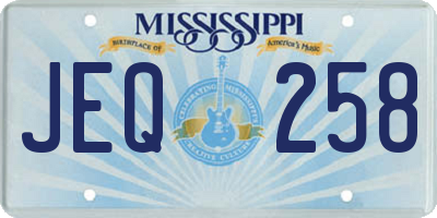 MS license plate JEQ258