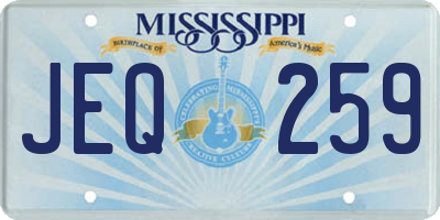 MS license plate JEQ259