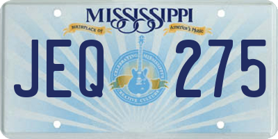 MS license plate JEQ275