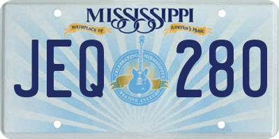 MS license plate JEQ280