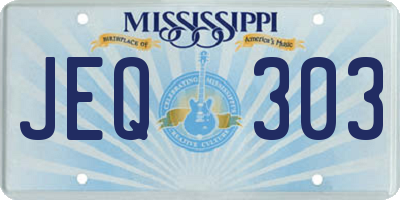 MS license plate JEQ303