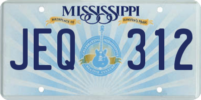 MS license plate JEQ312