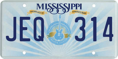 MS license plate JEQ314