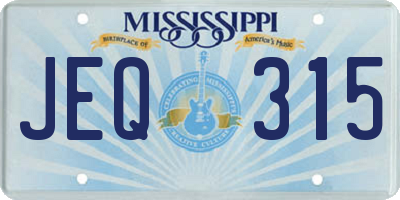 MS license plate JEQ315