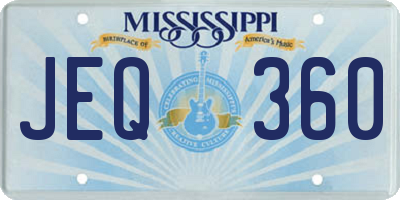 MS license plate JEQ360