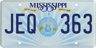 MS license plate JEQ363